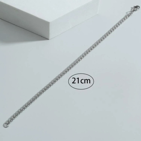 Men’s Stainless Steel Bracelet Silver Plated - Picture 4 of 6